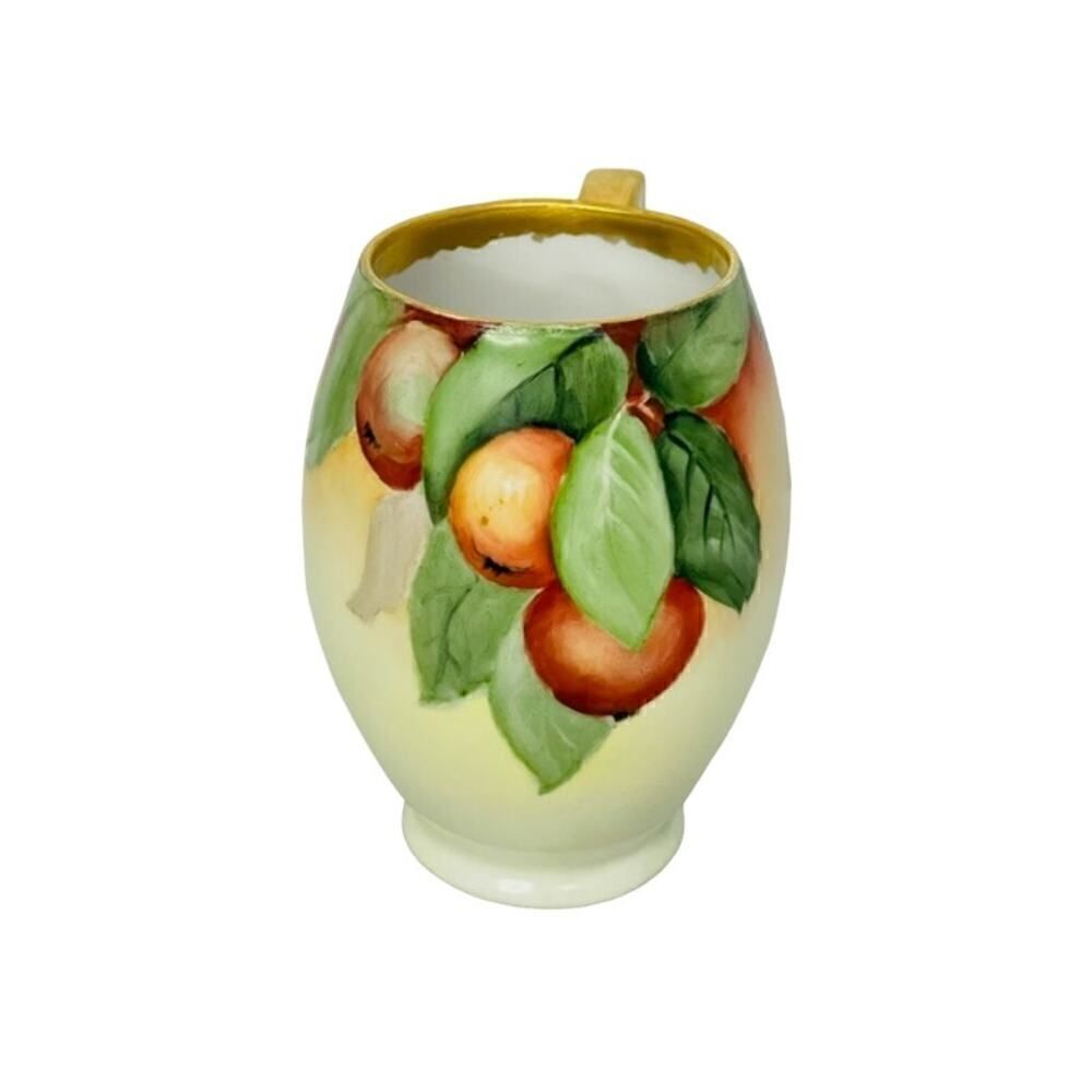 Antique Vienna Austria Cup Mug Handpainted Floral Fruit 5.25" Tall PH Leonard